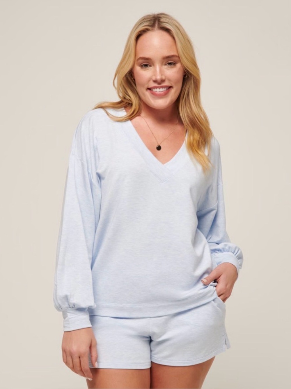 Travis Matthew Cloud Terry Light Blue V Neck Lounge Top XS comfy classic soft